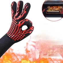 Een Stuk Bbq Handschoenen Hoge Temperatuur Weerstand Ovenwanten 500 800 Graden Brandwerende Barbecue Warmte Isolatie Magnetron Handschoenen