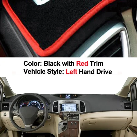 LHD Red Trim Крышка приборной панели автомобиля, коврик, ковер для Toyota Venza 2008-(США) 2008-(не США) LHD RHDSunshade Авто накидка - Название цвета: LHD Red Trim