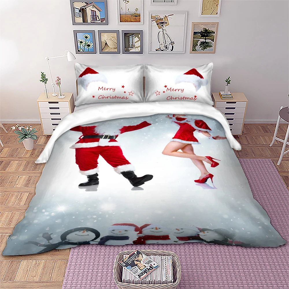 

Sexy Christmas Dance Bedding set white Color Duvet Cover Pillowcases Twin Full Queen King Size bed set home Textiles