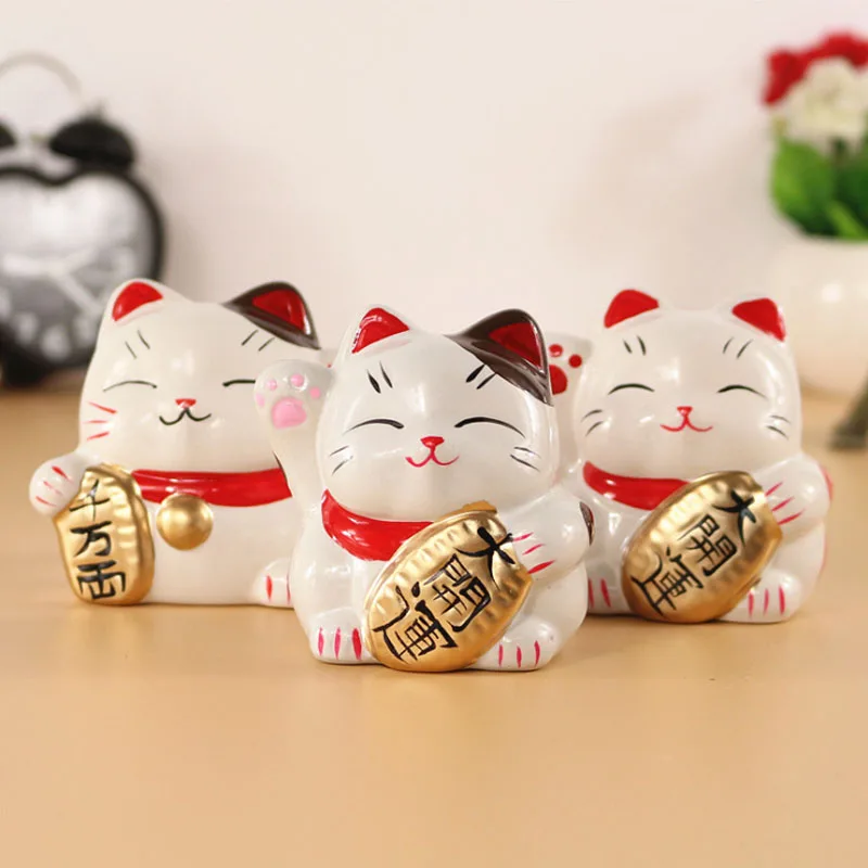 Cute Lucky Cat Shape Piggy Bank Money Saving Box Coin Storage Banks Creative Figurines Home Decor Birthday Gift for Kids Child | Дом и сад