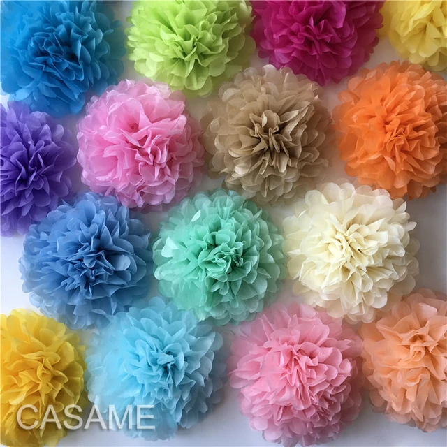 15pcs 25cm(10inch) Tissue Paper Pom Poms Wedding Party Decoration Paper  Flower Ball - AliExpress