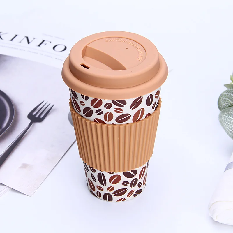 Brown Coffee Bean Креативная бамбуковая кофейная кружка, портативные кофейные чашки для поездок, чашки и кружки для девушек, наборы, кружки для молока, чая, пива, кружка, детский Грут, 400 мл - Цвет: Brown Coffee Bean