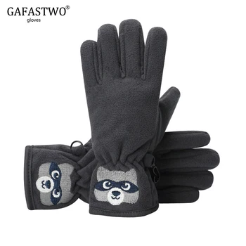 

2019 New Winter Children Cartoon Bear Gloves Embroidered Velvet Rubber Particles Non-Slip Outdoor Windproof Warm Cute Pattern