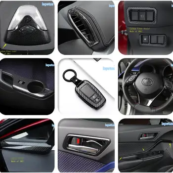 

Lapetus Carbon Fiber Look Interior Refit Kit Fit For Toyota C-HR CHR 2016 - 2020 Air / Reading Lamps / Handle / Bowl Cover Trim