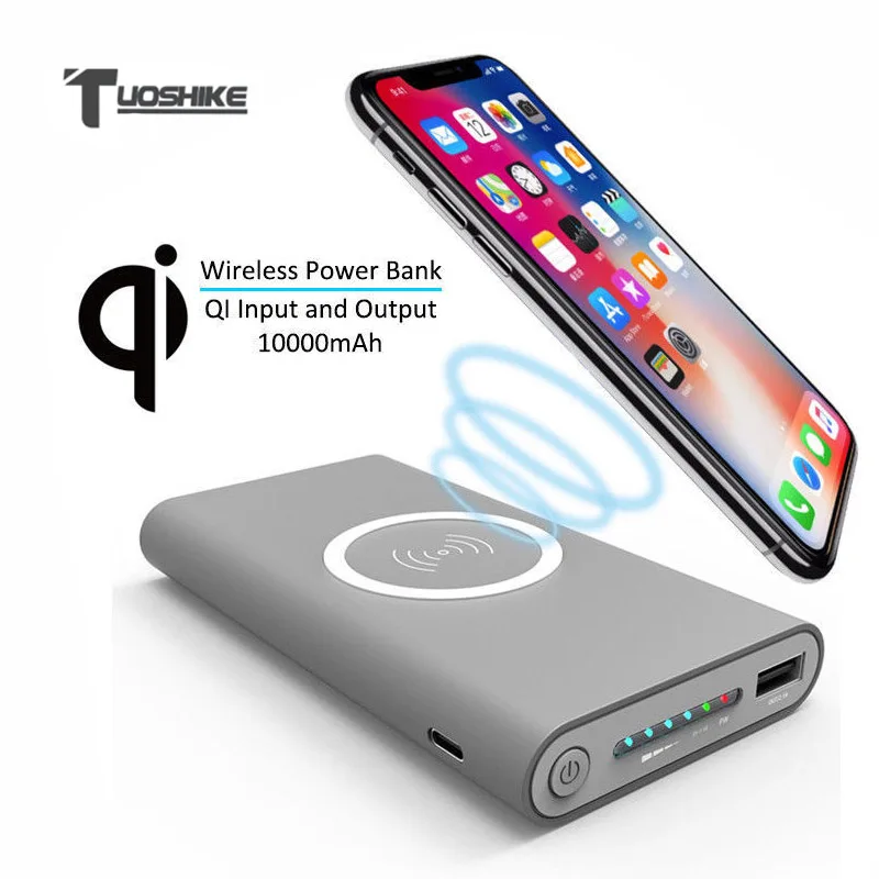 TUOSHIKE QI Беспроводное зарядное устройство power Bank 10000 мАч Внешний аккумулятор портативный для iPhone X Max samsung Note 8 S9 Xiaomi внешний аккумулятор