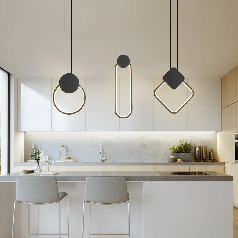 Bedside small chandelier Nordic simple modern bedroom bedside lamp LED geometric creative personality long line Chandelier