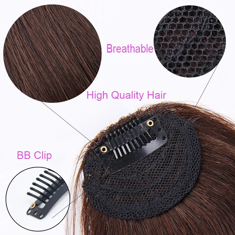 LUPU Synthetic Hair, Women's Bangs, Short Hair Clips, Natural Black, Solid Color