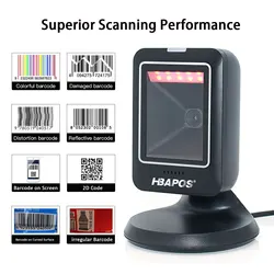 Scanner de codes barres 2D USB, lecteur de matrice de données à détection automatique, lecteur de codes barres 1D 2D QR code pour supermarché 