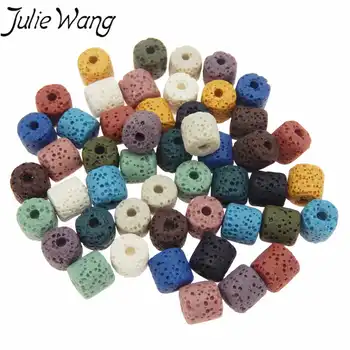 

Julie Wang 8mm Natural Lava Beads Mixed Colors Volcanic Stone Spacer Beads Bracelet Necklace Jewelry Making Accessory