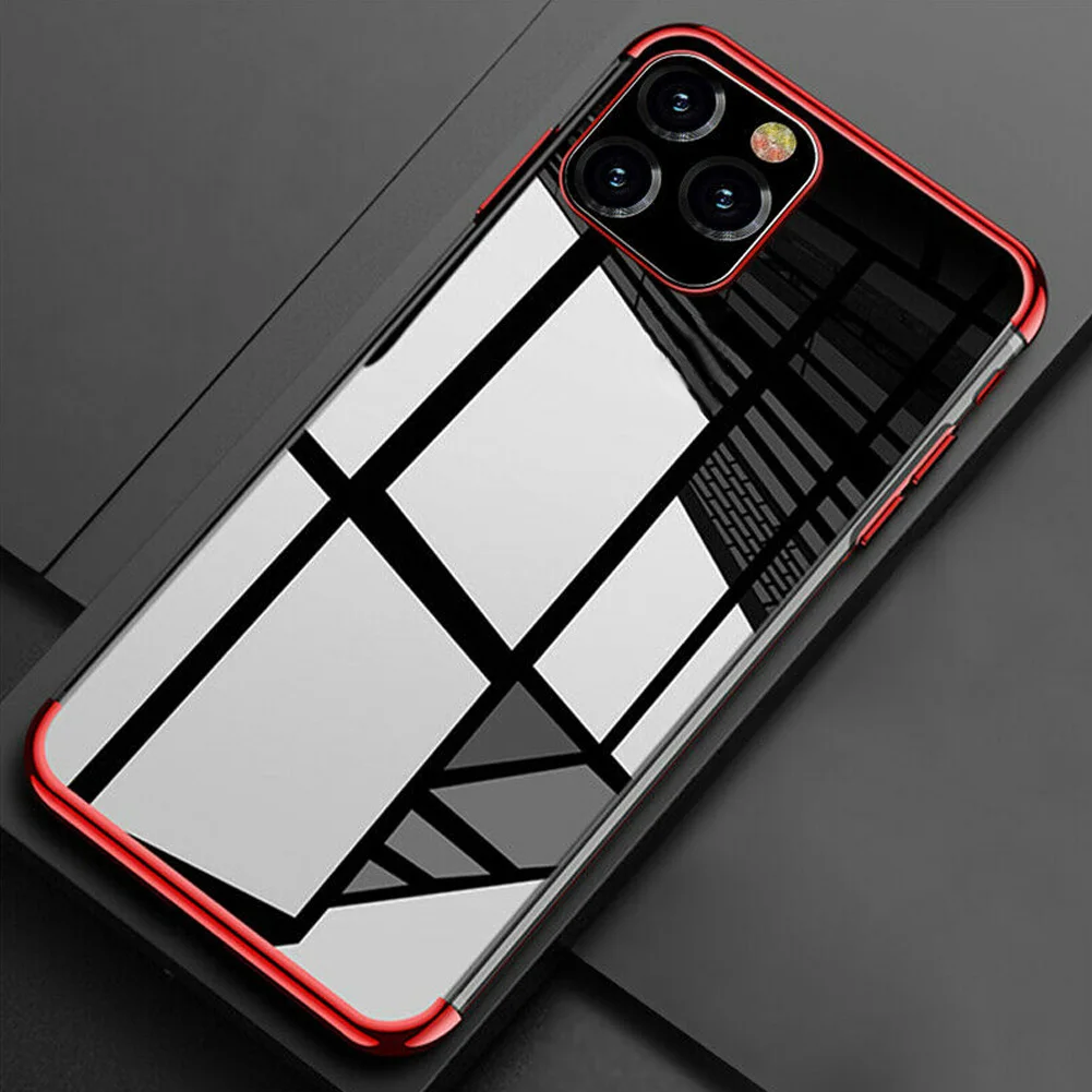 red Покрытие Мягкий силиконовый гибридный Прозрачный чехол для iPhone 11/11 Pro Max OC - Цвет: red
