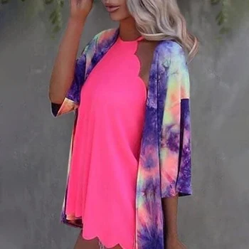 

Dyed Printed Three Quarters Sleeves Women Cardigan V Neck Thin Light Female Cardigans 2020 Autumn Fashion Ladies Tops Clothes