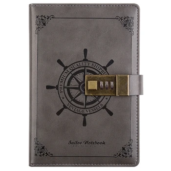 

B6 Vintage Notepad Notebook Diary Daily Memos Planner Agenda Notebook Pu Leather Sketchbook with Lock Office Student Password Bo