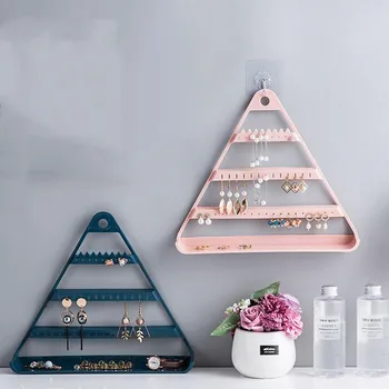 

3 layers earring holder stand display Necklace rings jewelry Hanging shelve for Desktop wall Showcase Organizer Storage 41 holes