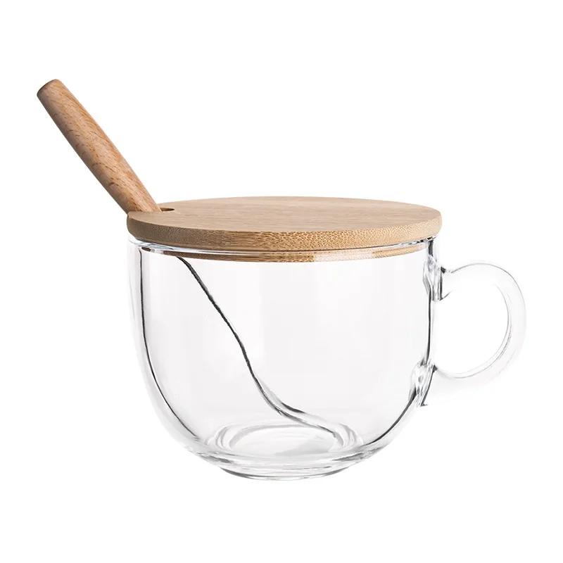 Ultimate SwearBear Glass Handled Coffee Mug W/ Bamboo Lid & Straw