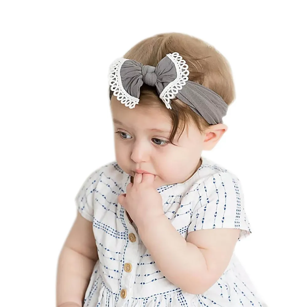 2020 Brand New Newborn Toddler Baby Girls Baby Bow Lace Elastic Hair Headband Hair Accessories Baby Gifts