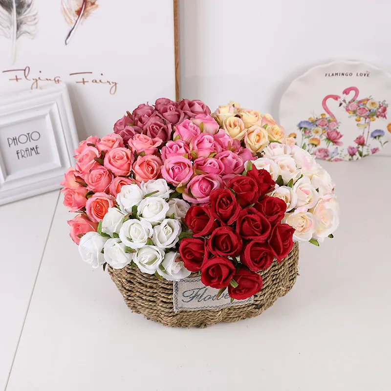 

12 Head Night Fragrance Jade Rose High-grade Artificial Flowers Wedding Bride Holding Flowers Photo Props