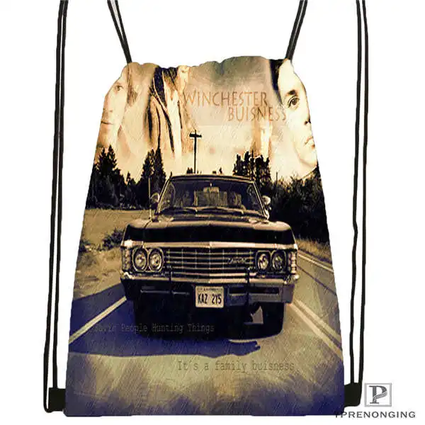 

Custom Supernatural Drawstring Backpack Bag Cute Daypack Kids Satchel (Black Back) 31x40cm#20180611-02-90