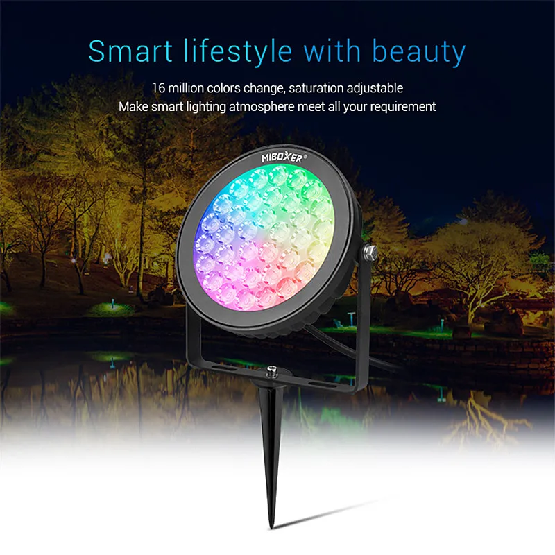 Miboxer 6W RGB+CCT Smart LED Garden Light FUTC04 AC100~240V Waterproof Outdoor Milight FUTC03 FUTC05 RGB+CCT Lawn lamp Lighting