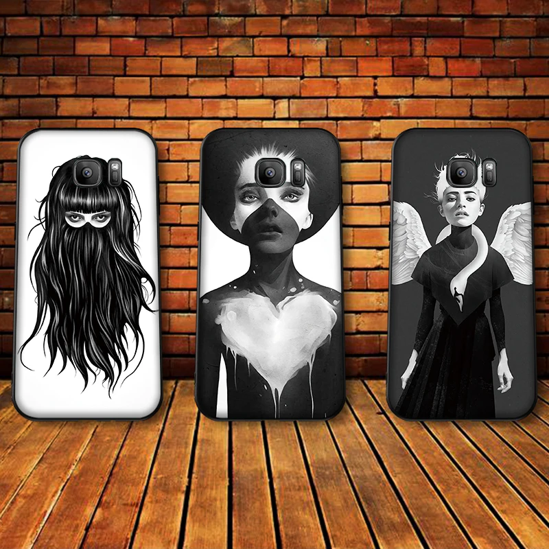 Чехлы для samsung S8 S9 S10 Plus черный и белый любовь sad girl NOTE 8 9 M10 M20 M30 S6 S7 Edge чехол телефона