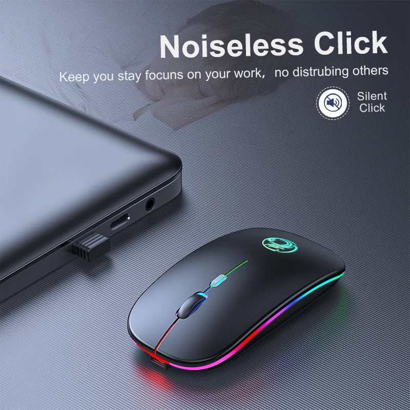 Ratón inalámbrico RGB con Bluetooth para ordenador, periférico silencioso, recargable, ergonómico, retroiluminado con LED, USB, para PC y portátil - Imagen 3