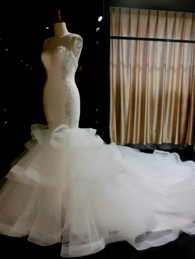 Новинка, свадебное платье casamento, роскошное кружевное Многоярусное платье с кристаллами и бусинами, свадебное платье, платья для подружек невесты