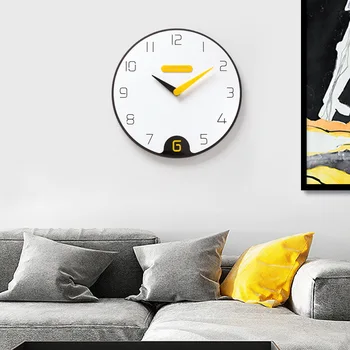 

Nordic Wall Clock Home Decoration Digital Number wall clock Minimalist Silent Watch Bedroom Yellow Large Modern Design watch