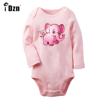 

Cute Cartoon Pink Dumbo Cartoon Cute Elephant and Mouse Printed Newborn Baby Outfits Long Sleeve Jumpsuit 100% Cotton