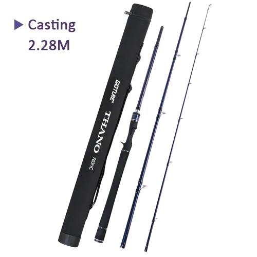 Casting - 2.28M Goture, 3 секции, спиннинговое литье, удочка, 24T+ 30 T, углеродное волокно, 2,05-2,28 m, светильник, портативная приманка, удочки с прочной трубкой - Цвет: Casting - 2.28M