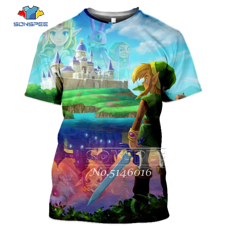 SONSPEE The Legend of Zelda Fashion 3D print Anime t-shirt Unisex Casual Short sleeve Men Street wear Pullover Clothing t359
