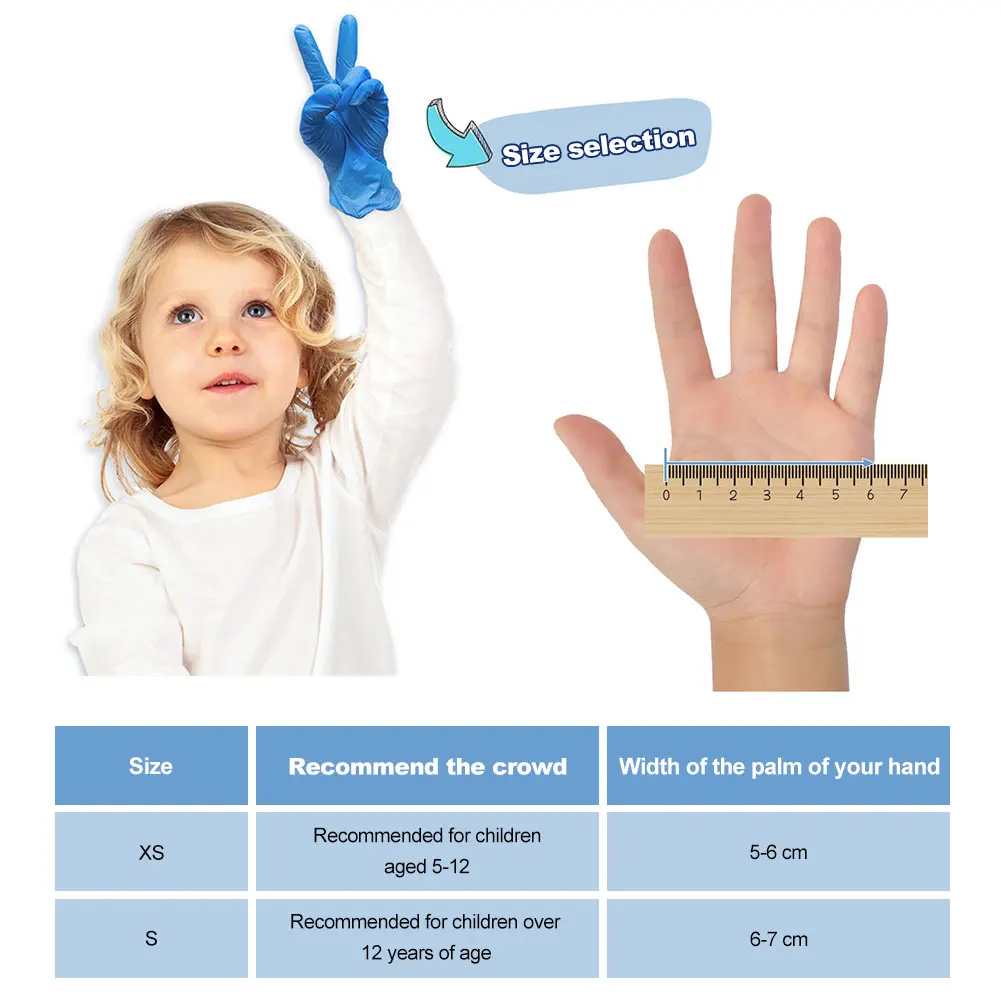 

20 Pcs/Box Blue Disposable Nitrile Gloves For Children Protection Gloves Nitrile Gloves Protective Universal Hands XS S Size