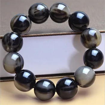 

Natural authentic buffalo horn color Wen Buddha bead hand string boutique horn bracelet open black buffalo horn bead bracelet