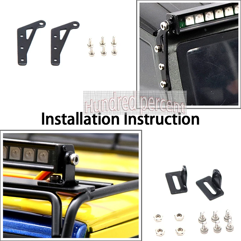 RC Light Bar With 36 LED Lights - Metal Roof Lamp For TRX4 Traxxas SCX10 Axial Crawler Cars