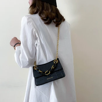 

2020 Alligator Pattern Chains Flap Bags Women Purse and Handbags Chains Leather Ladies Crossbody Bag Shoulder Vintage Handbag
