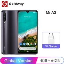 Глобальная версия Xiaomi Mi A3, 4 Гб ОЗУ, 64 Гб ПЗУ, мобильный телефон Snapdragon 665, четыре ядра, экран 6,088 дюйма, 48 м+ 32 МП камера, 4030 мАч