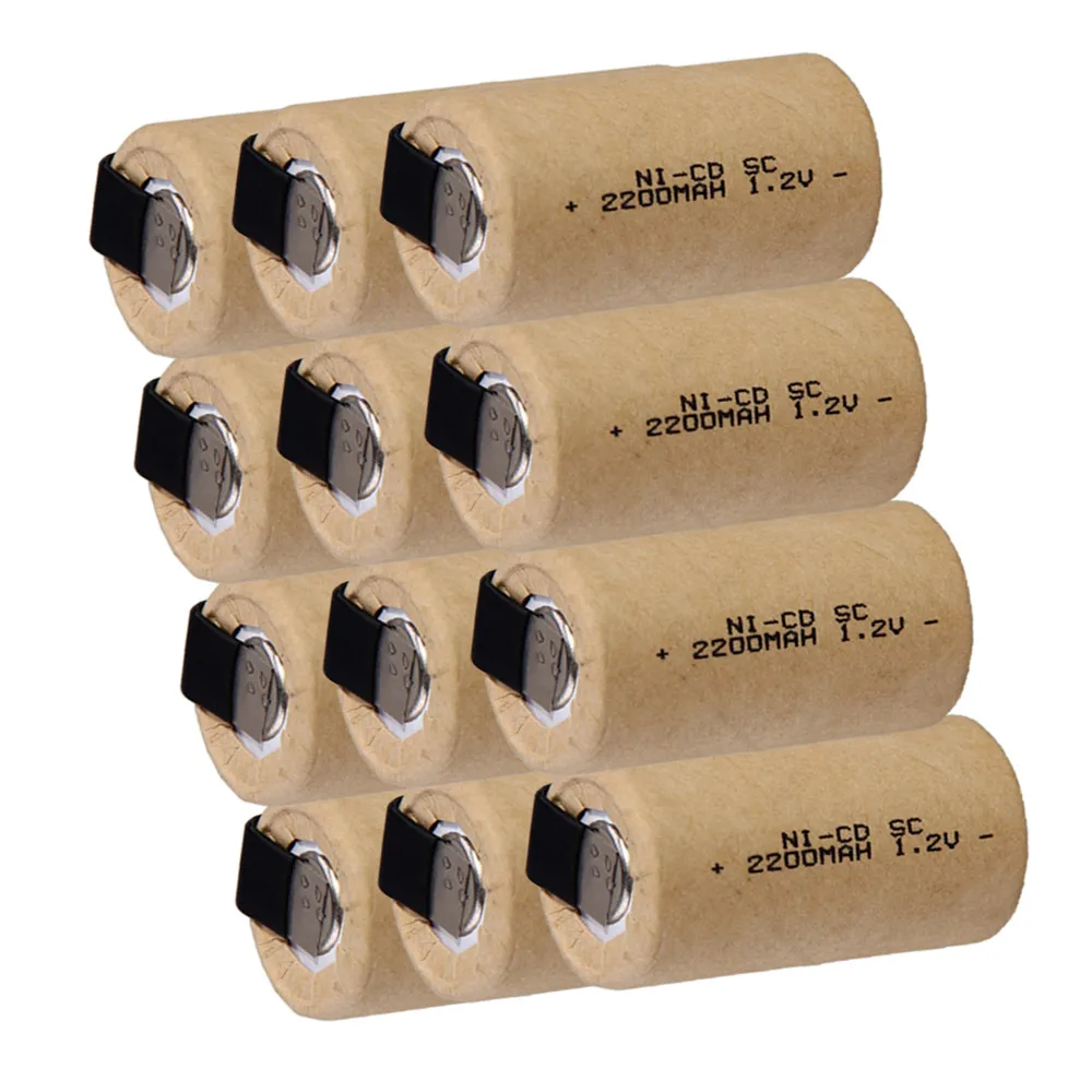 yeckpowo 12 pcs SC battery 2200mAh 1.2V NICD subc screwdriver electric drill batteries for Bosch Mikita Dewalt Hitachi B&ampD |