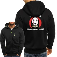 Torne se meu amigo dos desenhos animados hoodie masculino japão anime spirited afastado jaquetas zip casual solto outerwear streetwear harajuku jaqueta masculina