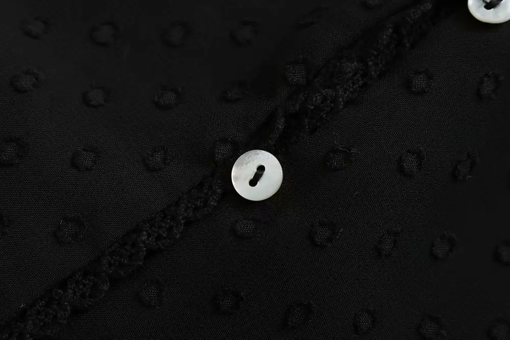 Женская Милая Кружевная шифоновая блузка в стиле пэчворк с v-образным вырезом, Женская плиссированная блузка с оборками, женская блуза, шикарная сорочка на пуговицах, топы LS3217
