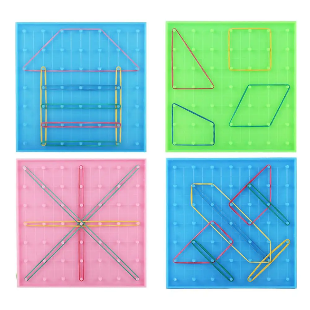 Двухсторонняя Peg Geoboard игрушка резиновый галстук графика обучающая детская развивающая игрушка для детей Дети Начальная математика образование 14x14 см