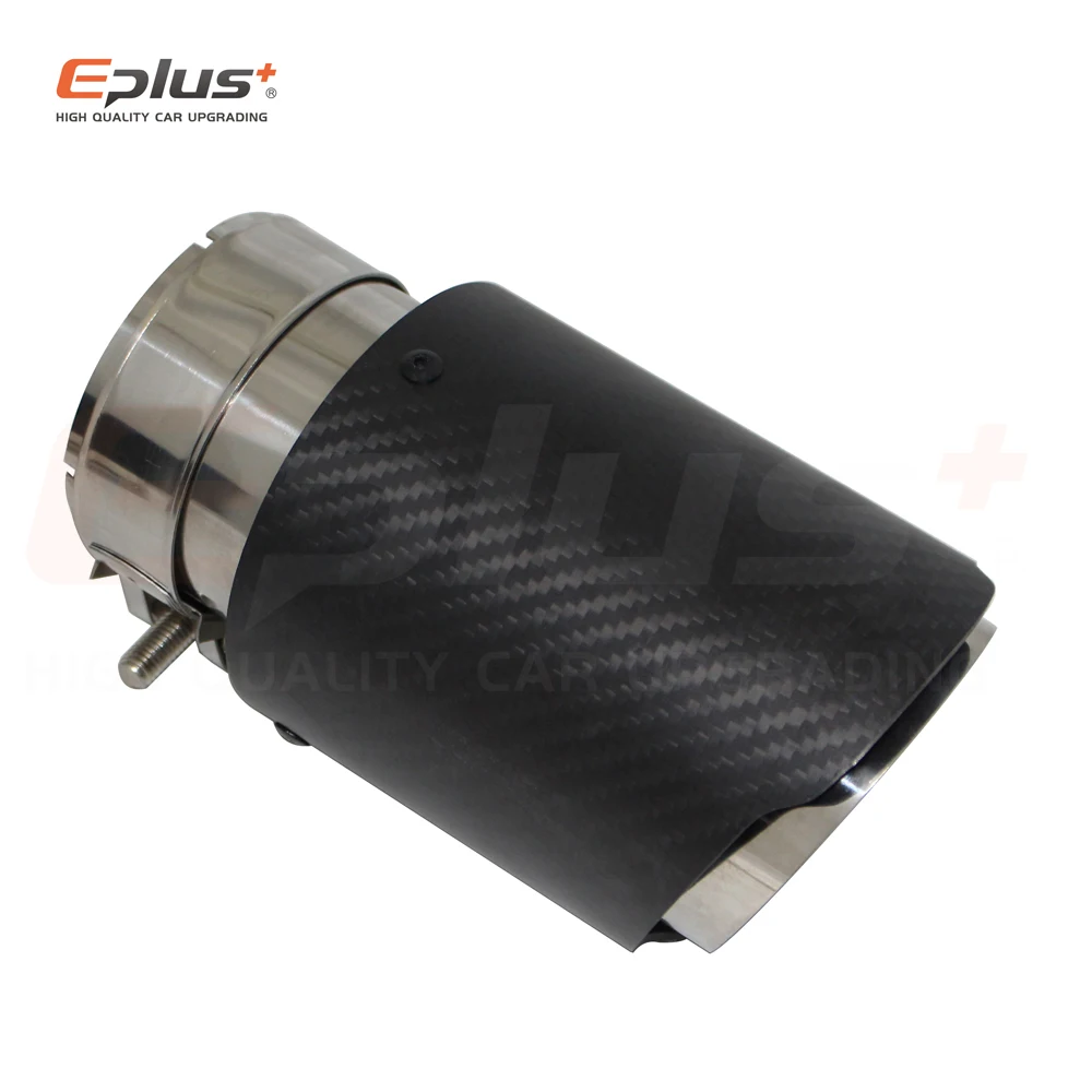 Car Carbon Fibre Matte Exhaust System Muffler Pipe Tip Straight Universal Silver Stainless Mufflers Decorations For Akrapovic
