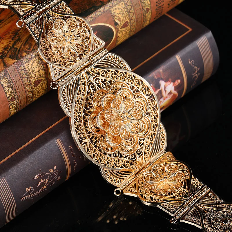 Perfect Flower Shape Design Belt Chic Female Waist Chain Golden
