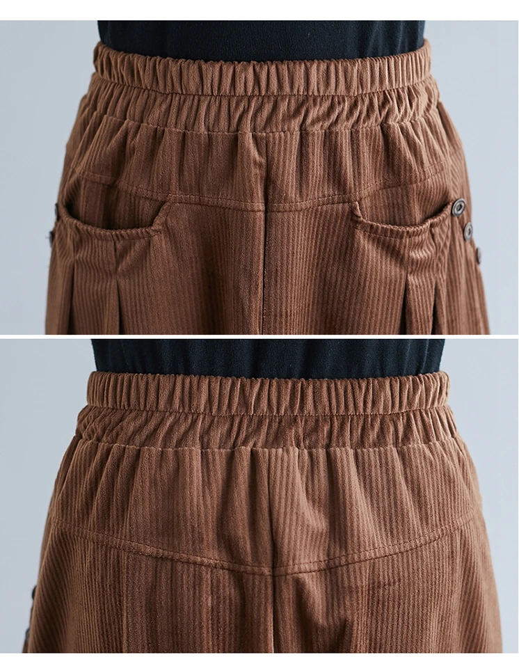 Lazutom Short En Velours Côtelé Taille Haute - Confortable Et Tendance Avec Poches - Pour Femme - 6