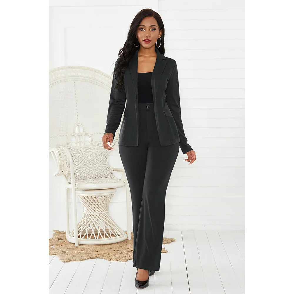 Solid Color Two Piece Set Slim Elegant Office Suit Business Wear 2019 New Autumn and Winter Women's Clothing Sexy Two Piece Suit