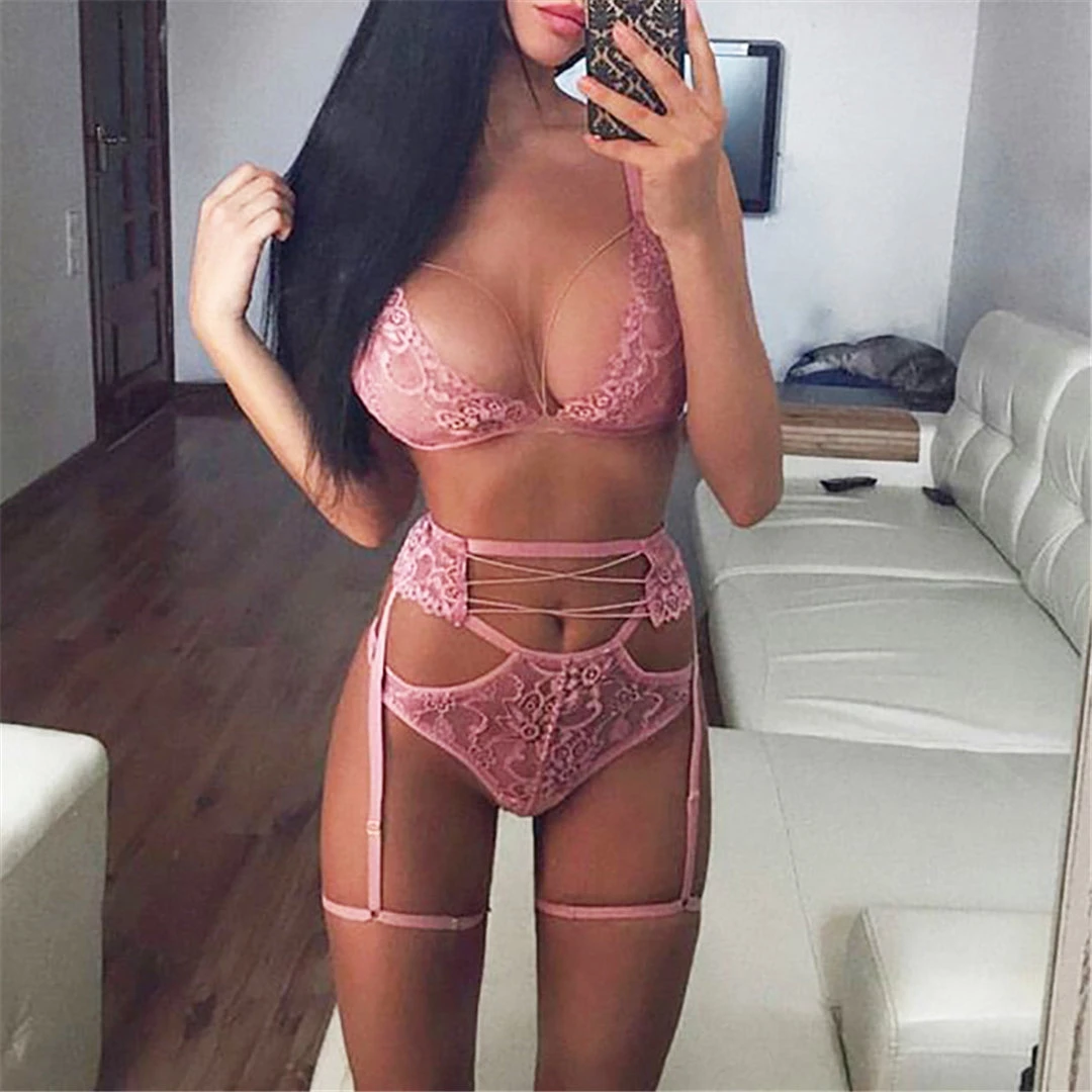 Ropa interior Sexy de Lencería G String conjunto de mujeres suave Femme 2019 moda Sexy nuevo Open Bra & Brief LNE136|Conjunto de sujetador y braga| -