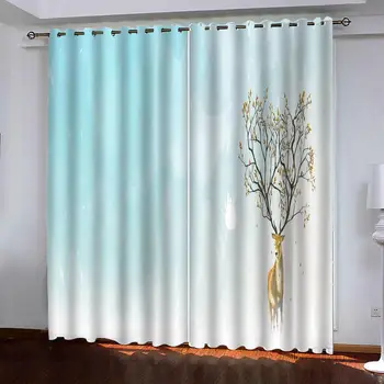 

Beautiful Photo Fashion Customized Custom curtain blue curtains Thick shading soundproof windproof curtain