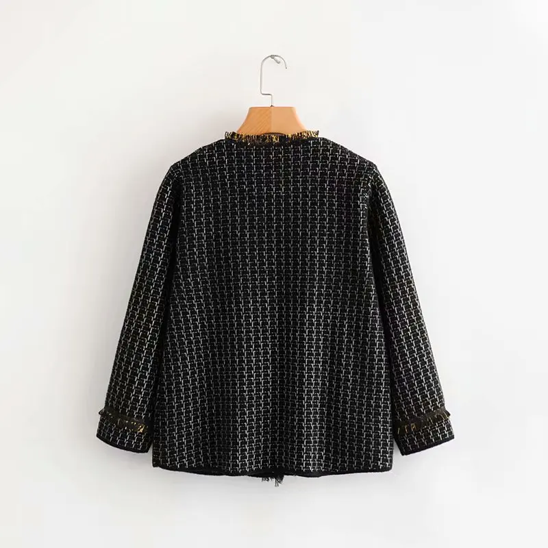 

Japanese Korean WOMEN'S Dress 2019 Spring And Autumn New Style Graceful Tassels Trim Plaid Soft It Loose-Fit Coat C7333
