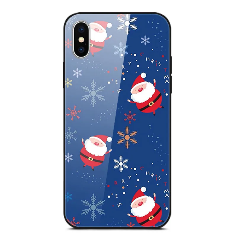 14 Рождественский чехол для iPhone 11 Pro X XR XS Max закаленное стекло жесткий чехлы для телефона, чехол для iPhone 8, 7, 6, 6S Plus, 7 Plus, 8P, бампер - Цвет: 14