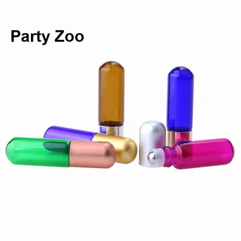 

500 x 5ml Round Bottom Steel Ball Roll On Bottles Glass Capsule Essential Oil Jar With Colorful Lid