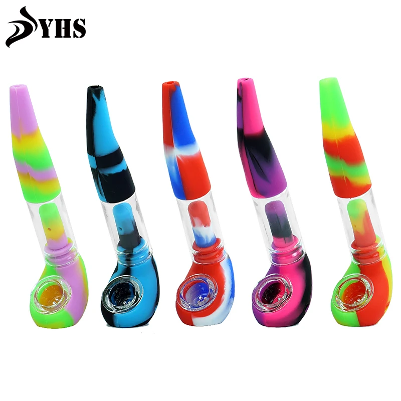 Силиконовая трубка для курения со стеклянной чашей силиконовые ручные трубки