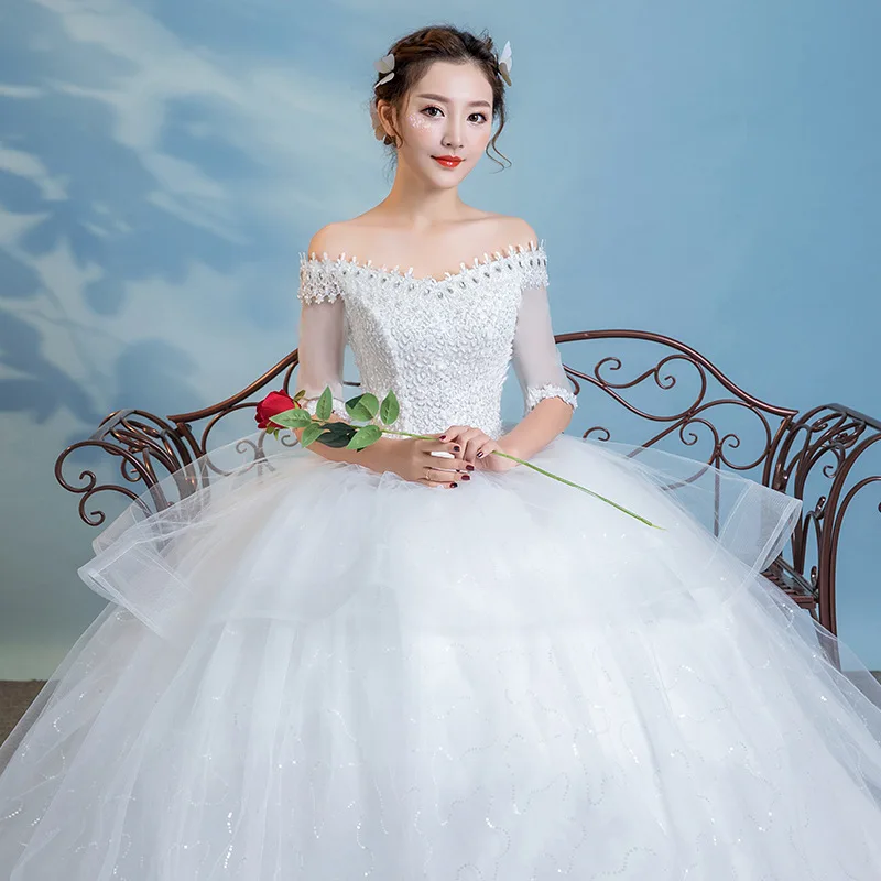 Best Price Half Mouw Vintage Trouwjurken 2019 Off Moet Borduren Vestidos De Noivas Plus Size Bruids Baljurken Trouwjurk