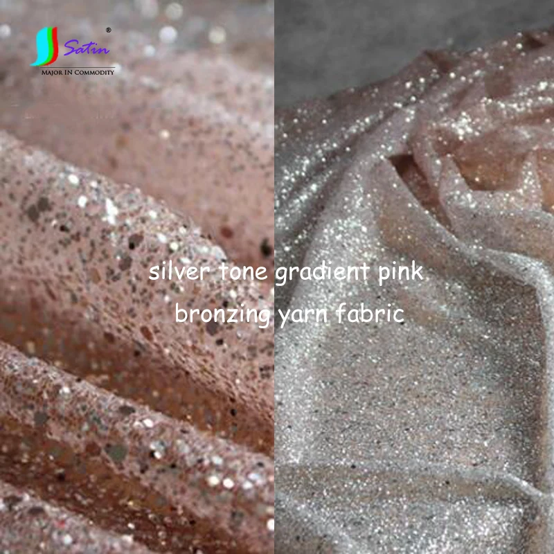 Новая серебряная градиентная розовая блестящая бронзовая пряжа, ткань с золотыми мелкими блестками, модный дизайн, фоновые ткани A0481F
